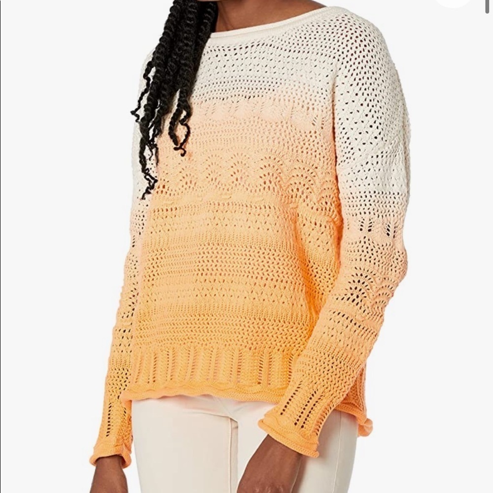 Seven7 Dip Dye Ombré Scoop Neck Sweater Small